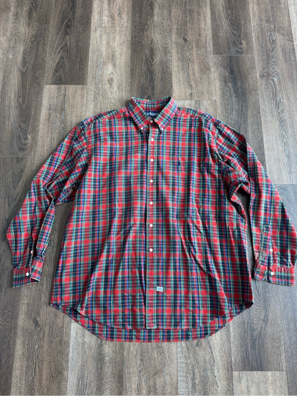 Ralph Lauren Classic Red & Green Plaid Cotton Button-Down Shirt
